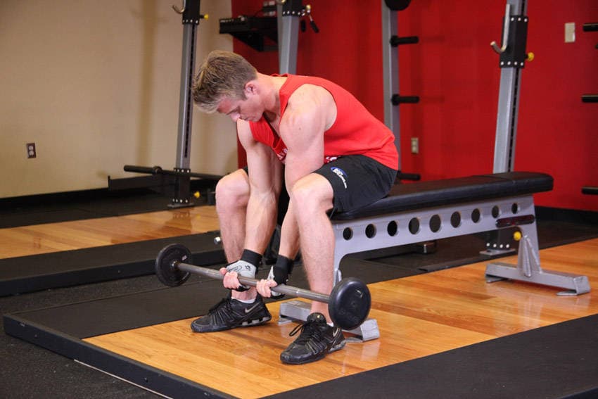 Seated Close-Grip Concentration Barbell Curl