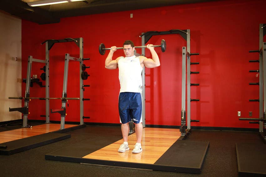 Standing Barbell Press Behind Neck