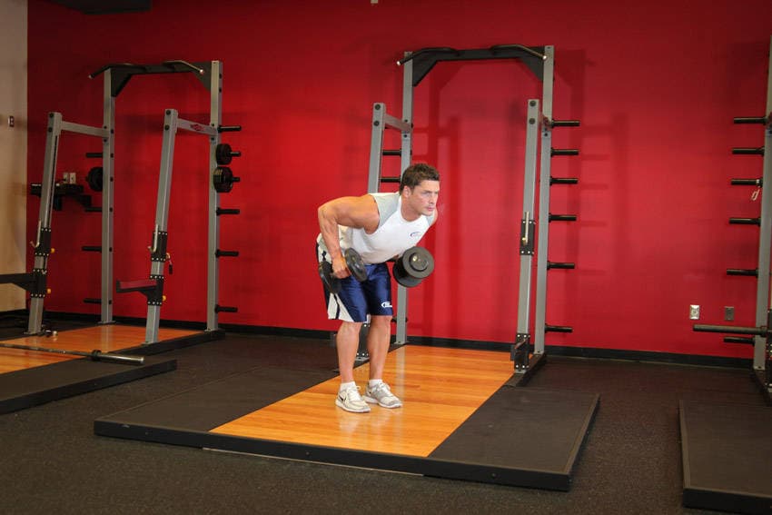 Standing Bent-Over Two-Arm Dumbbell Triceps Extension